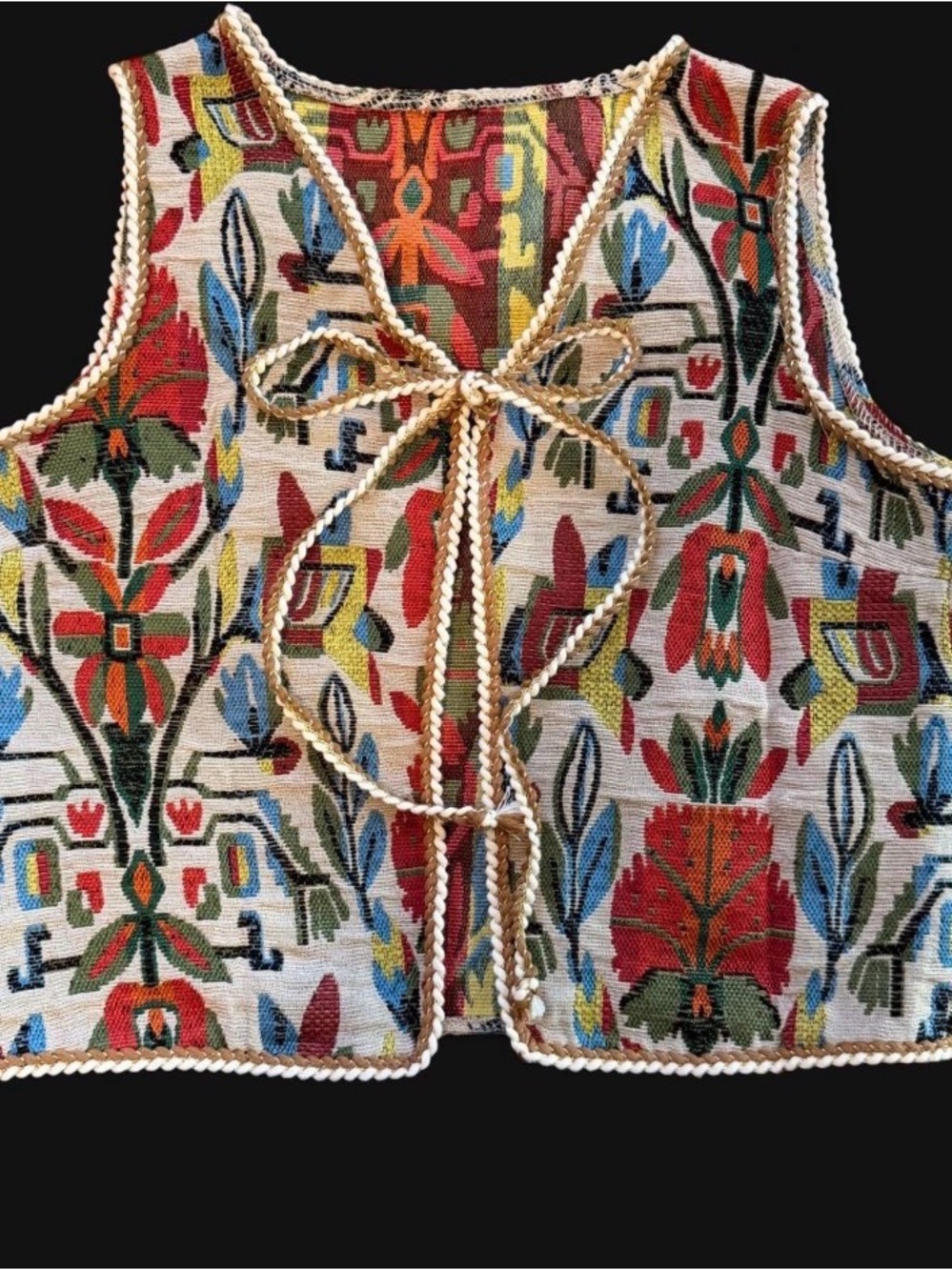 Cottagecore Floral Fairy Woven
Jacquard Vest Folk Crop Gilet Small